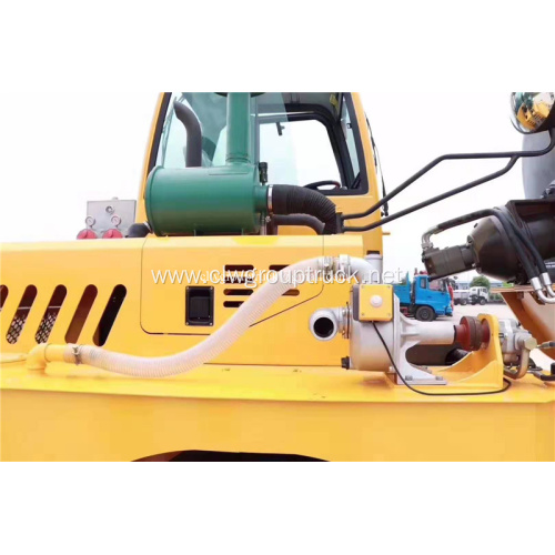 Self-feeding cement mixing engineering work vehicle